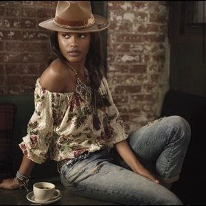 Denim & Supply Ralph Lauren Floral Blouse w/Crochet Detail